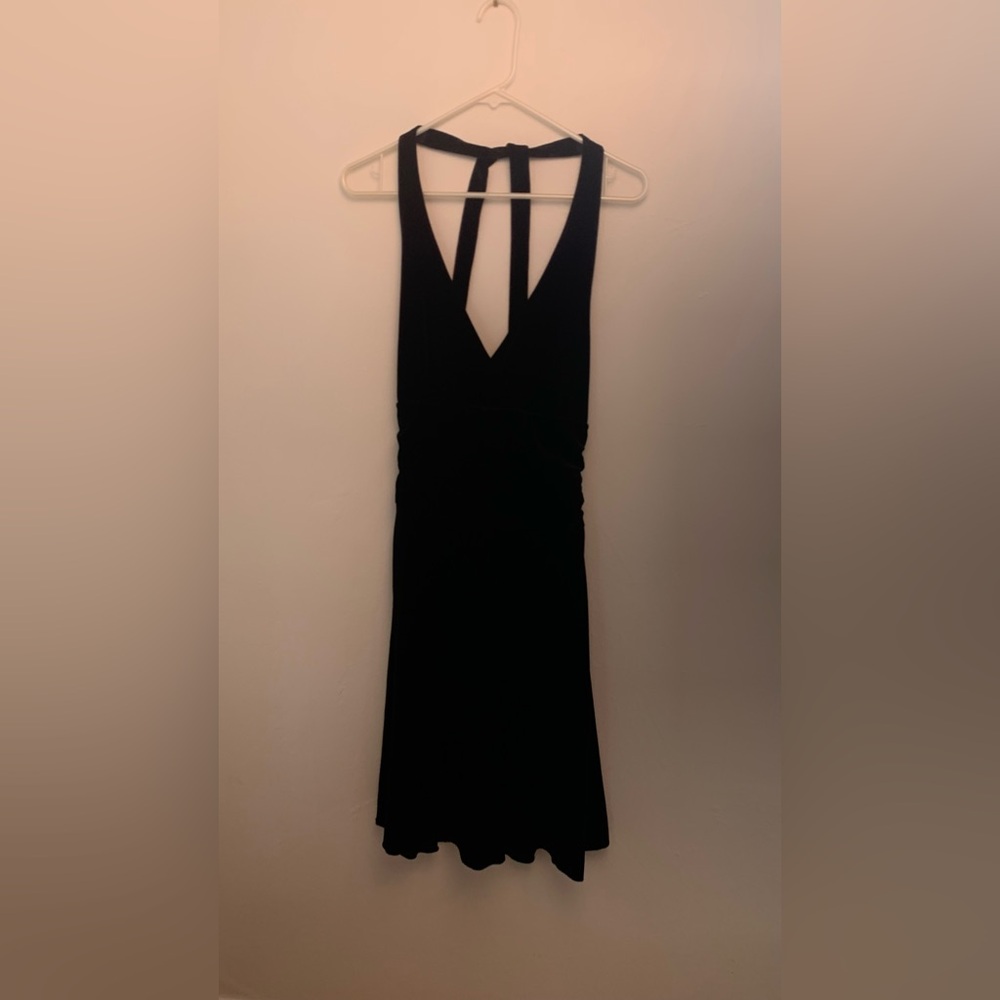 Black Velour Halter Dress